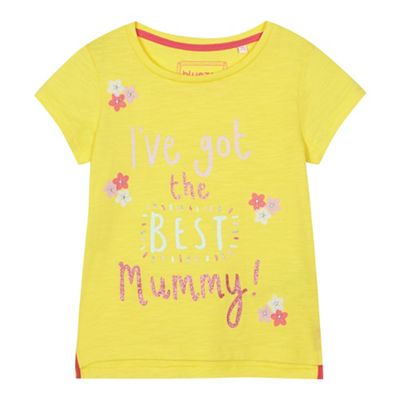 bluezoo Girls' yellow 'I've got the best mummy' slogan print top